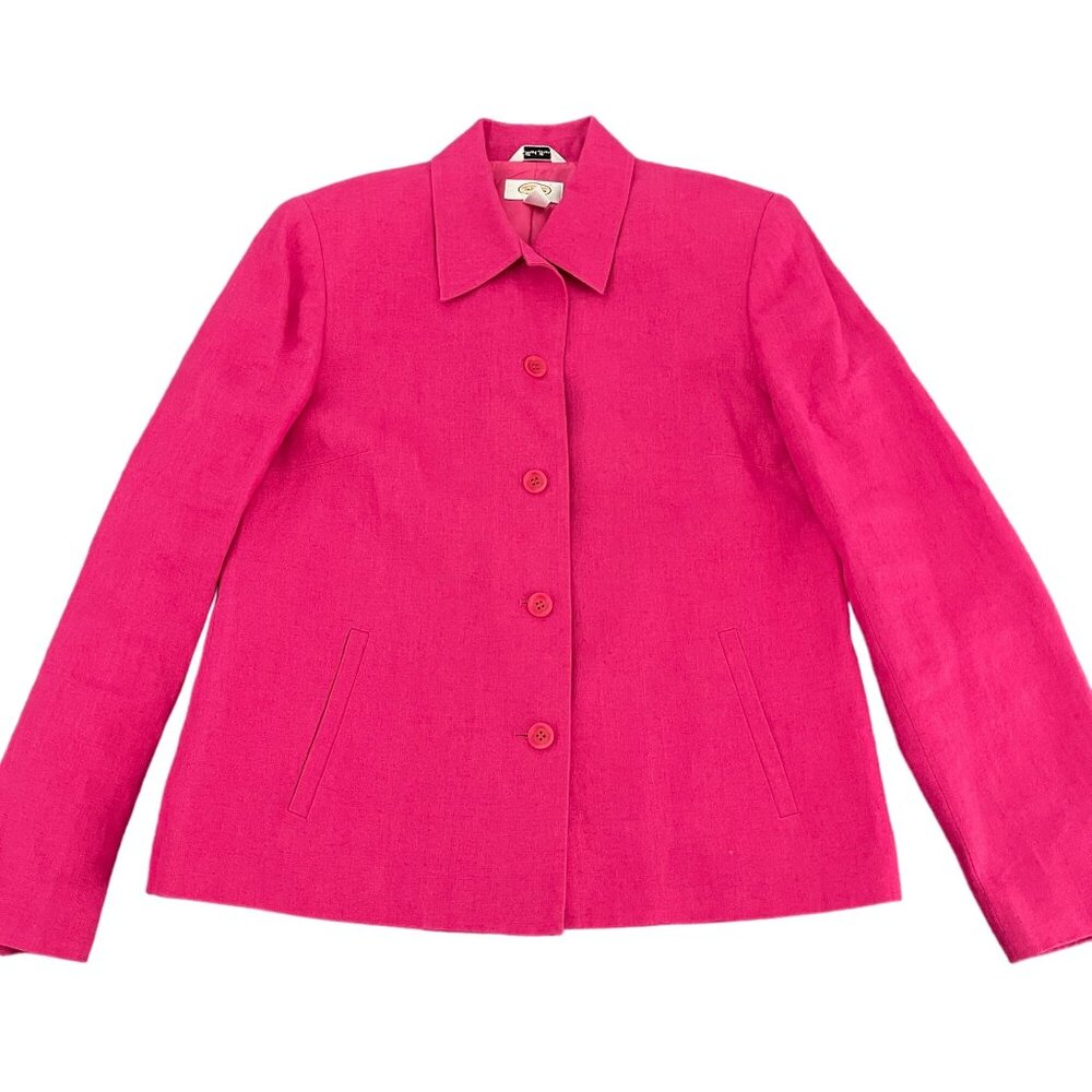 Talbots Pink Women's 100% Linen Button Front Top Jacket, Size 8